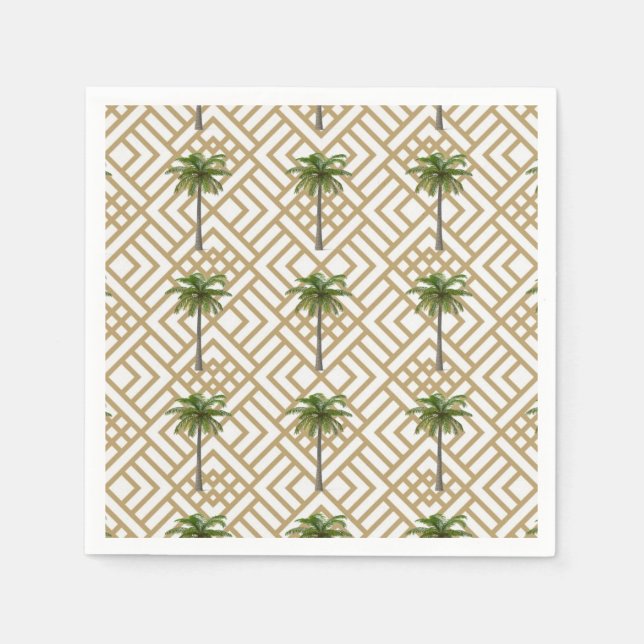 Guardanapo De Papel Coquetel Napkin Dourado com Palmeiras (Frente)