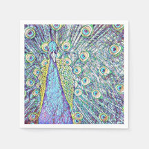 Coquetel Napkins com Bonito Design de Peacock