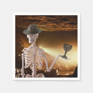 Guardanapo De Papel Coquetel Napkins, "Indy" Ossos do Halloween Skelet