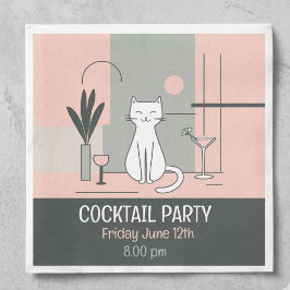 Guardanapo De Papel Coquetel party cats retro style cat Simples