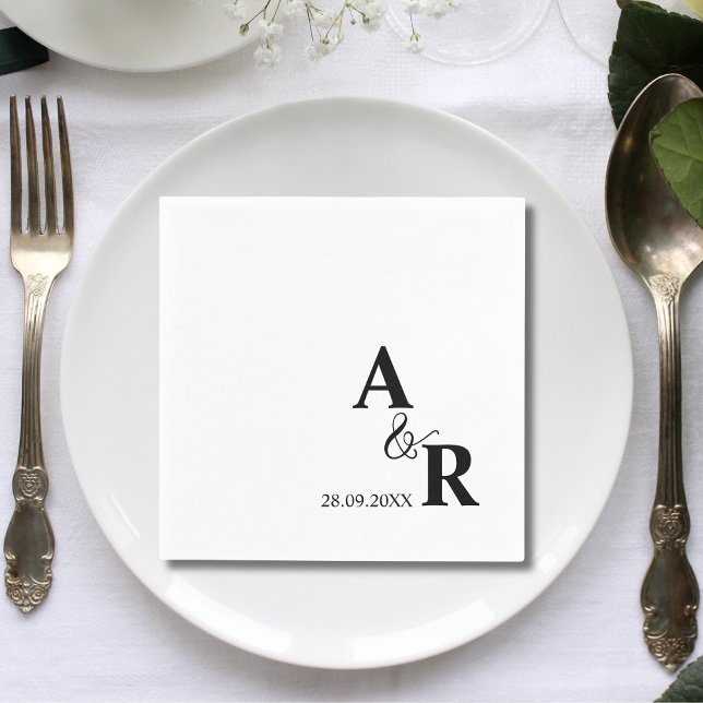 Guardanapo De Papel Coquetel Personalizado de Casamento Ampersand Mono (Criador carregado)