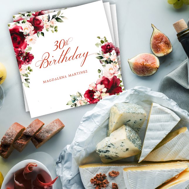 Guardanapo De Papel Coquetel Personalizado do aniversário de 30 anos F (Criador carregado)