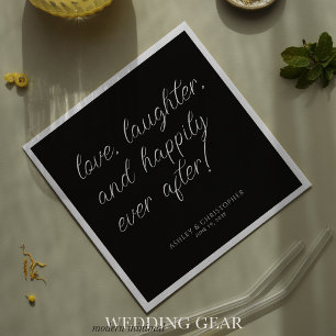 Guardanapo De Papel Coquetel Preto Mínimo de Citação de Amor