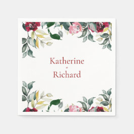 Guardanapo De Papel Coquetel Rosa de Casamento de Água Vermelha