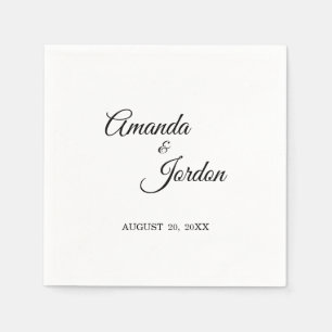 Guardanapo De Papel Coquetel Simples de Caligrafia Preta e Branca