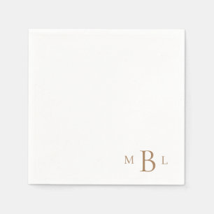Guardanapo De Papel Coquetel Simples de Casamento Monograma Dourado