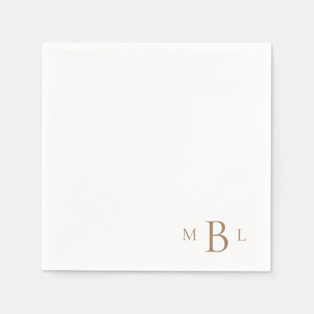 Guardanapo De Papel Coquetel Simples de Casamento Monograma Dourado (Frente)