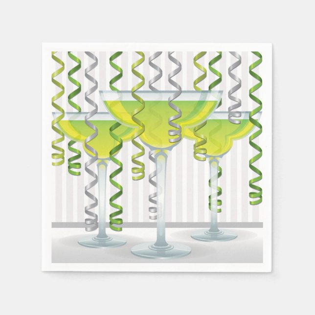 Guardanapo De Papel Coquetel verde e fita (Frente)