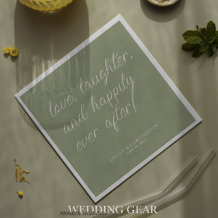 Guardanapo De Papel Coquetel Verde Mínimo de Citação de Amor