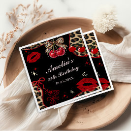 Guardanapo De Papel Coquette Bow Cheetah Birthday Party Napkins