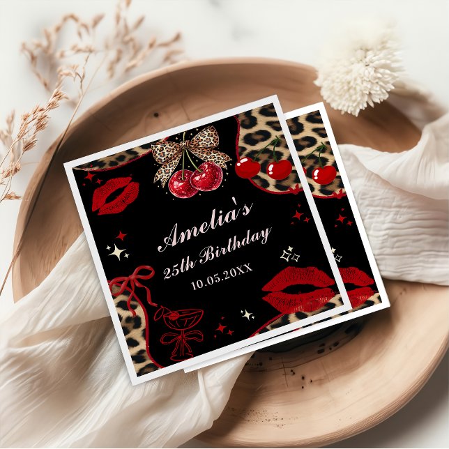 Guardanapo De Papel Coquette Bow Cheetah Birthday Party Napkins (Criador carregado)