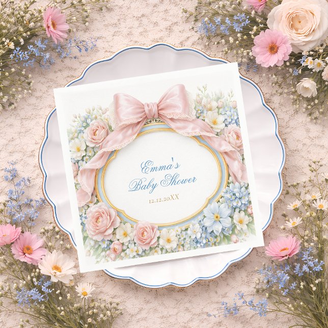 Guardanapo De Papel Coquette Bow Garden Girl Baby Shower (Criador carregado)