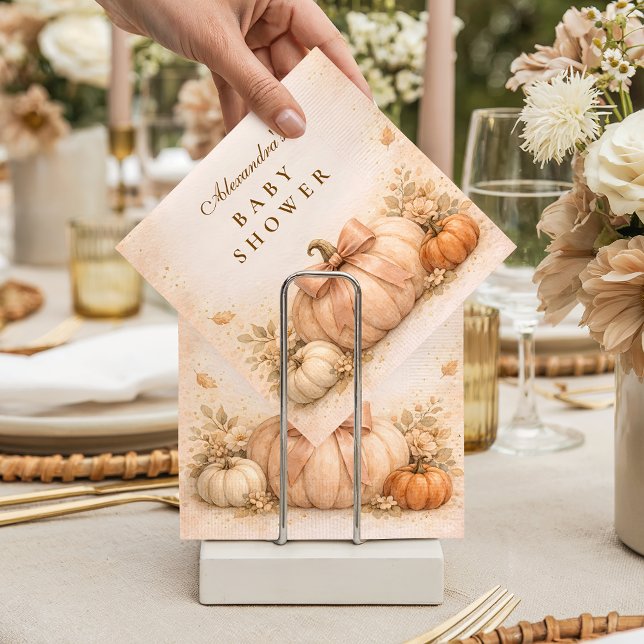 Guardanapo De Papel Coquette Bow Pumpkin Fall Baby Shower (Criador carregado)