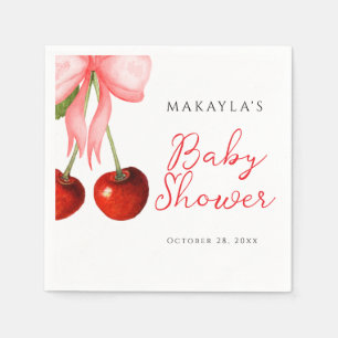 Guardanapo De Papel Coquette Cherry no Top Baby Girl Chá
