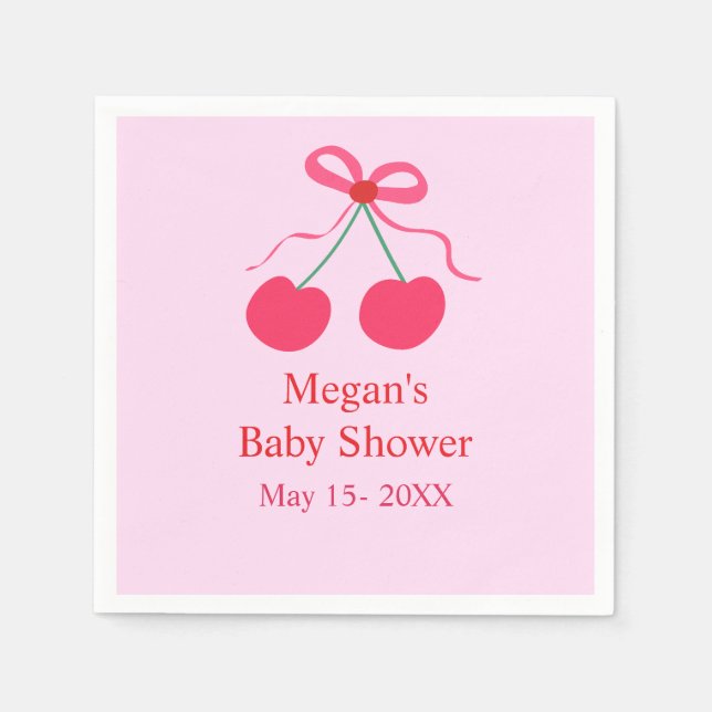 Guardanapo De Papel Coquette Cherry no Top Girl Chá de fraldas (Frente)