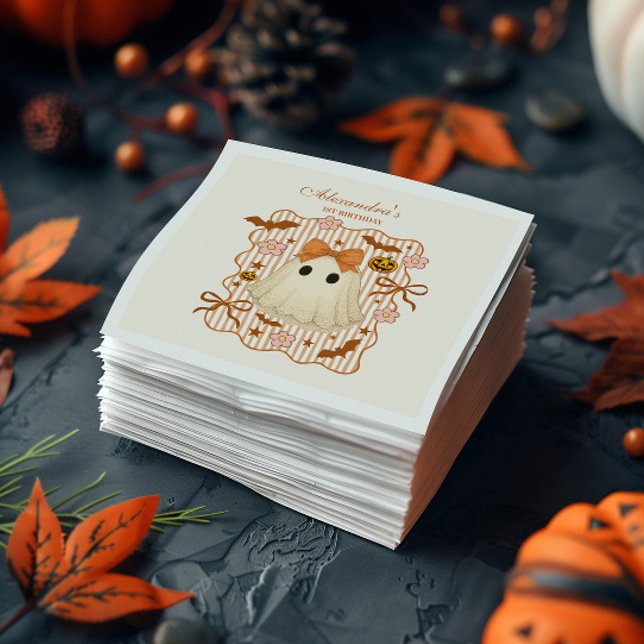 Guardanapo De Papel Coquette Lace Ghost Halloween 1st Birthday (Criador carregado)