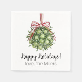 Guardanapo De Papel Coquette Mistletoe Watercolor Christmas Napkins