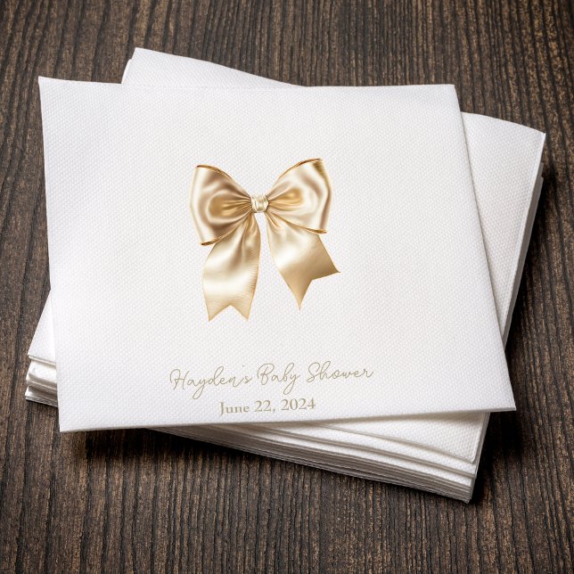 Guardanapo De Papel Coquette Satin Cream Arco Personalizado Napkin (Criador carregado)