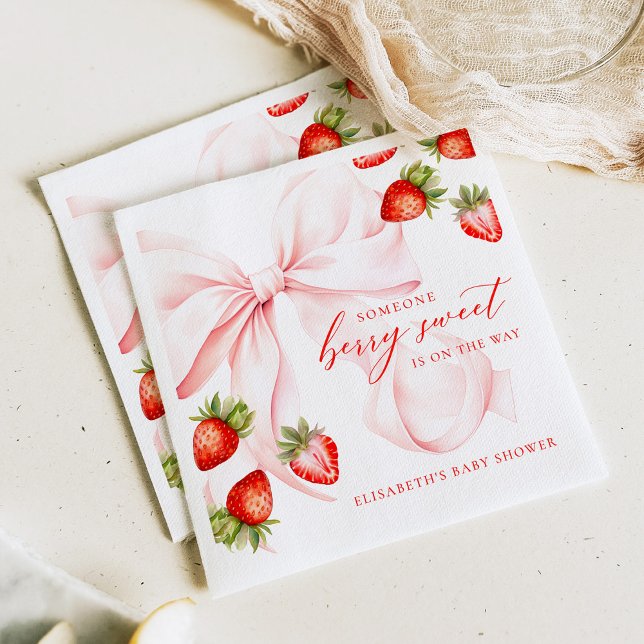 Guardanapo De Papel Coquette Strawberry Baby Shower (Criador carregado)