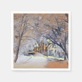 Guardanapo De Papel Cor da água moderna das árvores neves coloridas