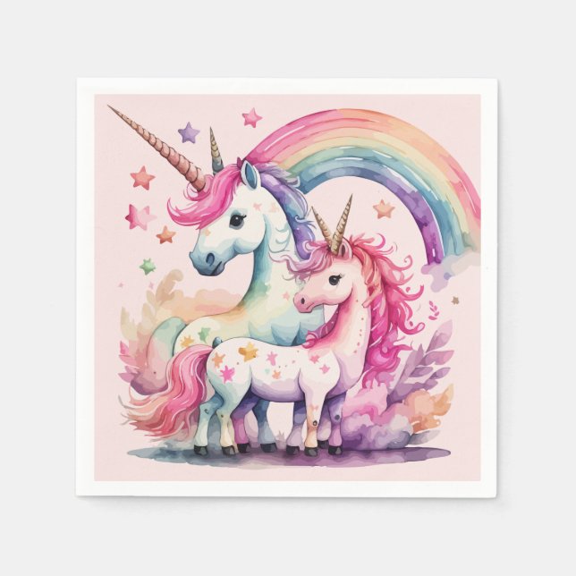 Guardanapo De Papel cor d'água unicorn (Frente)