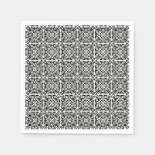 Guardanapo De Papel Cor damasco medieval, preto e branco
