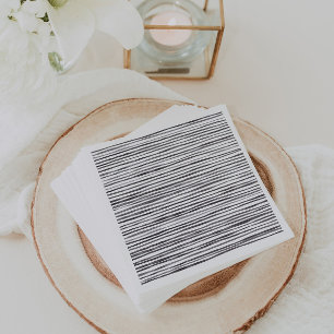Guardanapo De Papel Cor de água das faixas preto e branco moderno