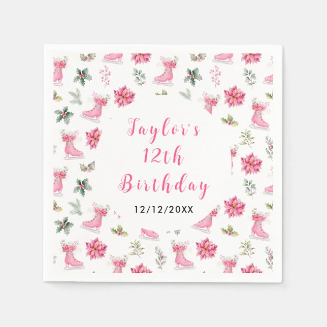 Guardanapo De Papel Cor-de-rosa-Festa de aniversário de gelo (Frente)