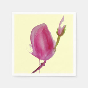 Guardanapo De Papel Cor-de-rosa Magnolia, flor de aquarela