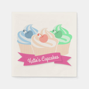 Guardanapo De Papel Cor-de-rosa personalizada de trio de Cupcake doce