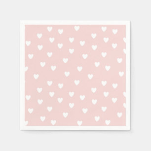 Guardanapo De Papel Cor-de-rosa pincelado com corações brancos