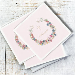 Guardanapo De Papel Cor Dourada das Flores de Campo Bonito Religiosas