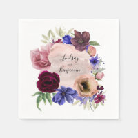 Cor Floral Azul, Rosa e Borgonha