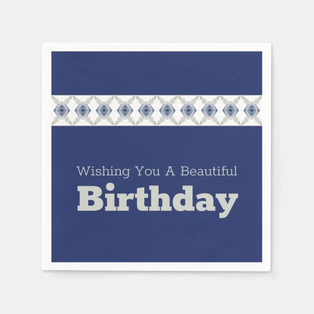 Guardanapo De Papel Cor Padrão Floral Azul (Frente)