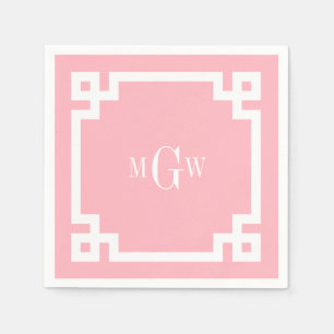 Guardanapo De Papel Cor Rosa Qual Chave Grega Nº 2 Enquadrado 3 Monogr