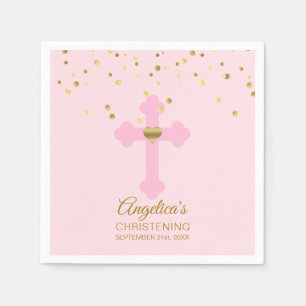 Guardanapo De Papel Cora o BAPTISMO Dourado cor-de-rosa cor-de-rosa do