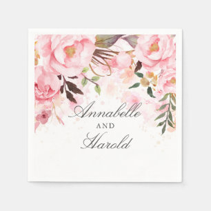 Guardanapo De Papel Cora o casamento floral cor-de-rosa