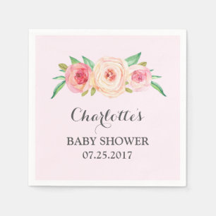 Guardanapo De Papel Cora o chá de fraldas floral cor-de-rosa