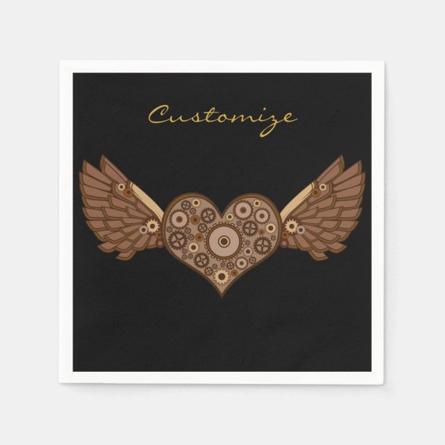 Guardanapo De Papel Coração Alado Steampunk com Garras Thunder_Cove (Frente)