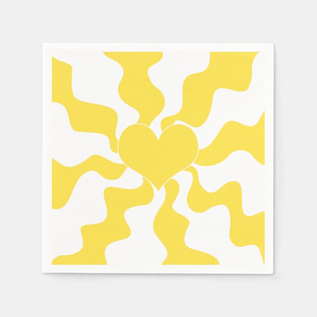 Guardanapo De Papel Coração - Amarelo-limão e branco (Frente)