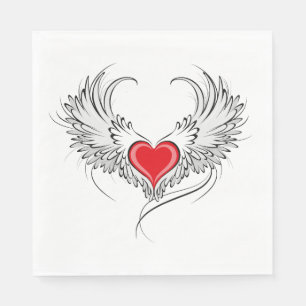 Guardanapo De Papel Coração Anjo Vermelho com asas