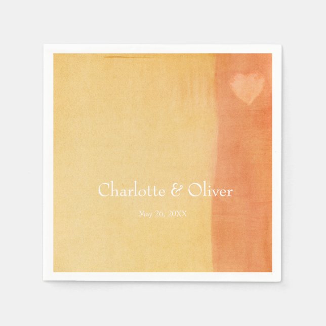 Guardanapo De Papel Coração aquosa elegante (Frente)