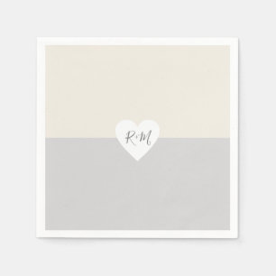 Guardanapo De Papel Coração de Amor Elegante com Iniciais de Noiva e G