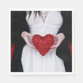 Guardanapo De Papel Coração de Amor Vermelho Sparkly (Dia de os namora