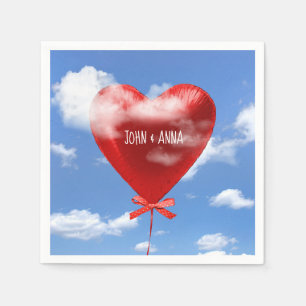 Guardanapo De Papel coração de balão vermelho em nuvens para aniver