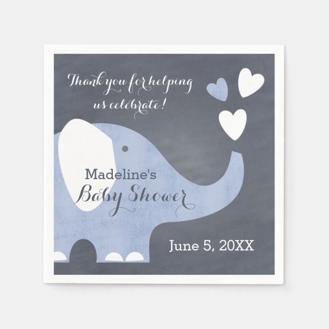 Guardanapo De Papel Coração de Elefante Azul (Frente)