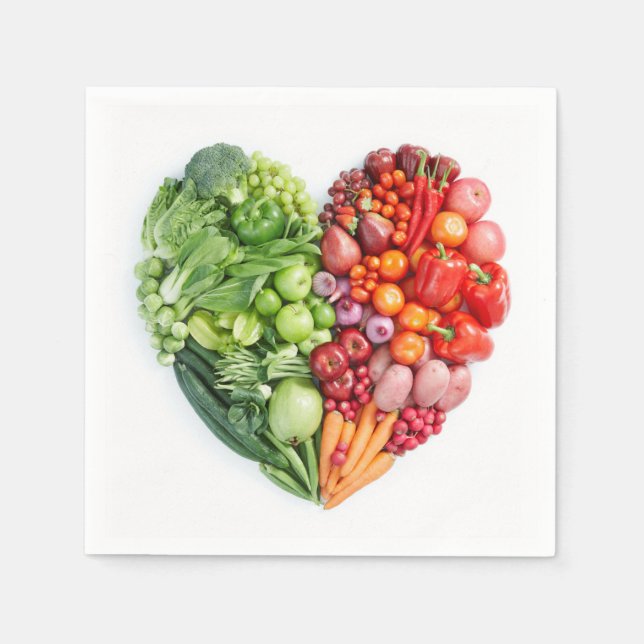 Guardanapo De Papel Coração de frutas e Produtos Hortícolas (Frente)