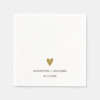 Guardanapo De Papel Coração de Ouro Simples e Elegante Casamento Perso