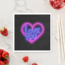 Coração de São Valentim Rosa Azul Néon Brilhante M