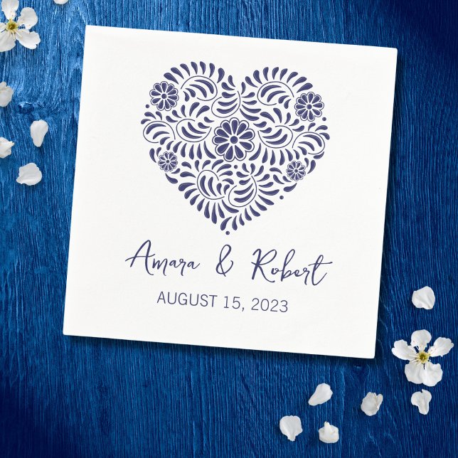 Guardanapo De Papel Coração de Talavera Azul (Criador carregado)